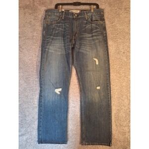 Levis 514 Slim Straight Mens Jeans 36x30 Medium Wash Distressed NWT 00514-0219